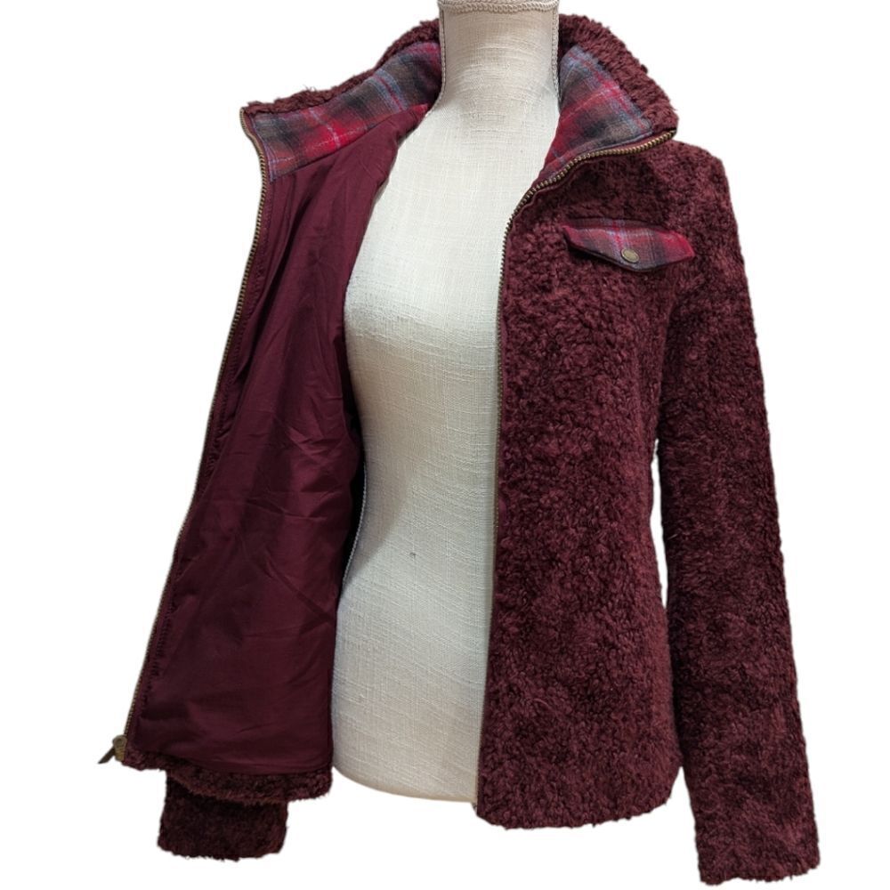 Pendleton Fuzzy Teddy Soft Zip Sweater Jacket in Burgundy Women's Size S - Picture 8 of 13